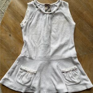 Burberry White Sleeveless Dress with Pockets